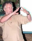 Bill Oddie gesticulating at the launch of Focus on forests
