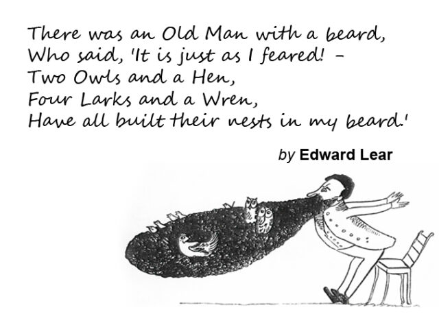 Edward Lear's illustration of his Old Man with a Beard limerick