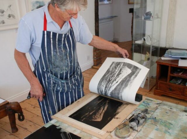 Photograph of Bruce Pearson at work in WLT gallery. © WLT / Dan Bradbury.