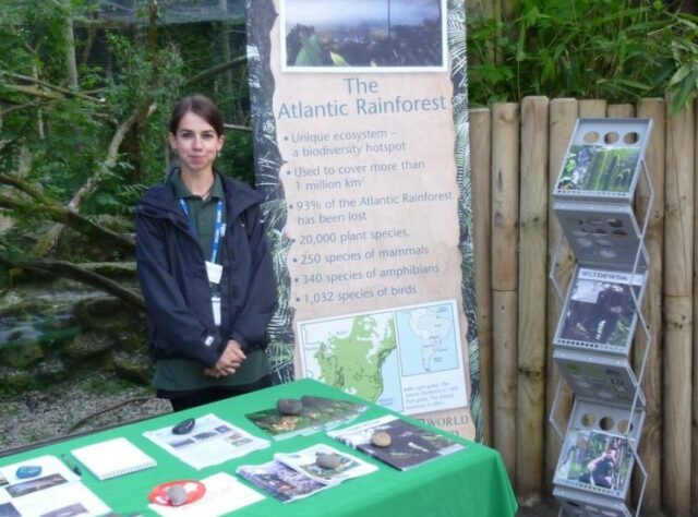 Photo of Daisy East at the WLT stand, Chessington Conservation Evening. © Daisy East / WLT.