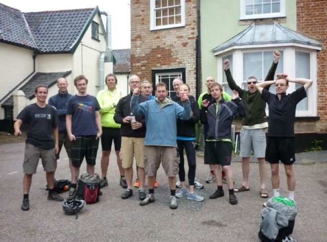 Group photograph of SCCP cycle team in WLT carpark at the end of the ride