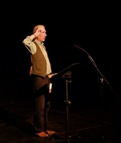 Simon Barnes on stage at The Cut, 8 November 2013. © Louis Skelton.
