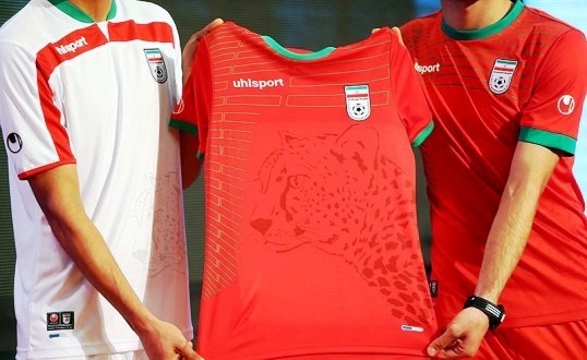 Iranian Cheetah image on football shirt.