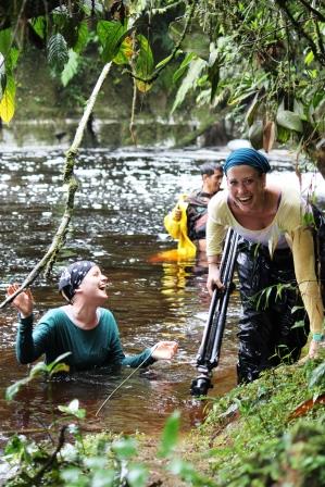 Colleen and Lisa cross a river