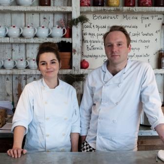Lola Demille and Tom Eagle in Darsham Nurseries Café.