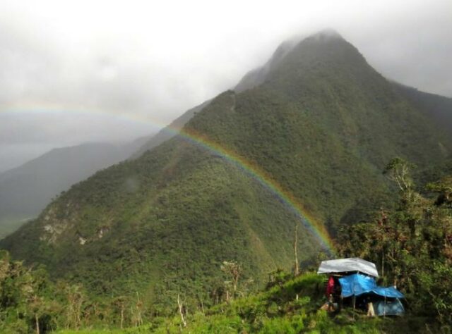 Field camp in the proposed private conservation area overlooking the Andes mountains.