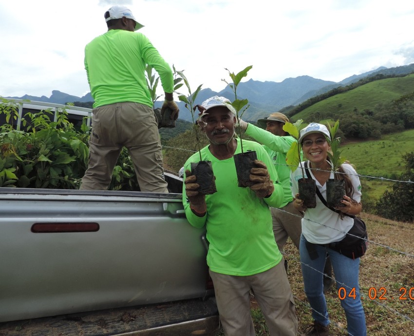 Ranger Antonio planting trees. Ranger Antonio planting trees.