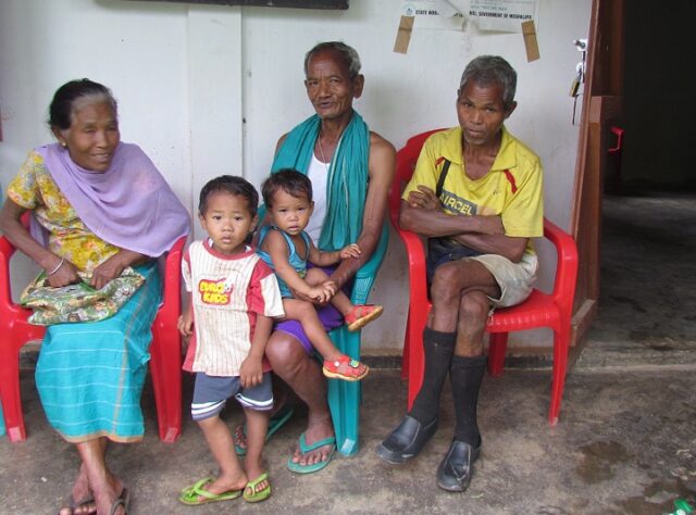 Family waiting outside the clinic