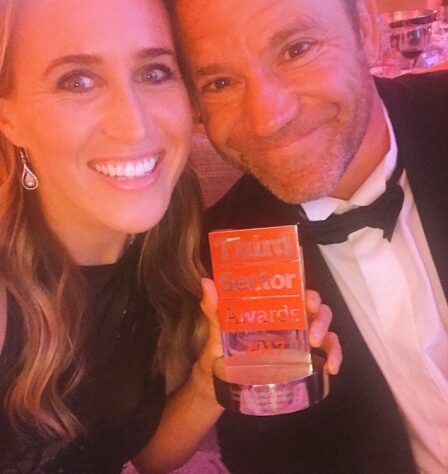 Steve and Helen Backshall with their award