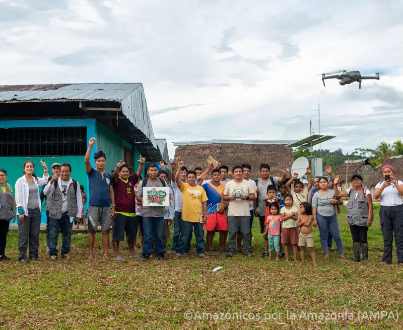 Community group flying drone