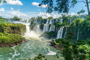 The Iguazú River is the site of the iconic Iguazú Falls, a system of 275 waterfalls whose name comes from the Indigenous Guarani and means “big water”. Taller than Niagara Falls and wider than Victoria Falls, it is an apt name. Credit: Ivo Antonie de Rooij/Shutterstock