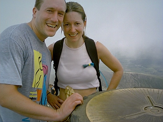 David and Rachel at the top of Yr Wyddfa during the 3 Peaks Challenge. Credit: David Scott and Rachel Rowlands