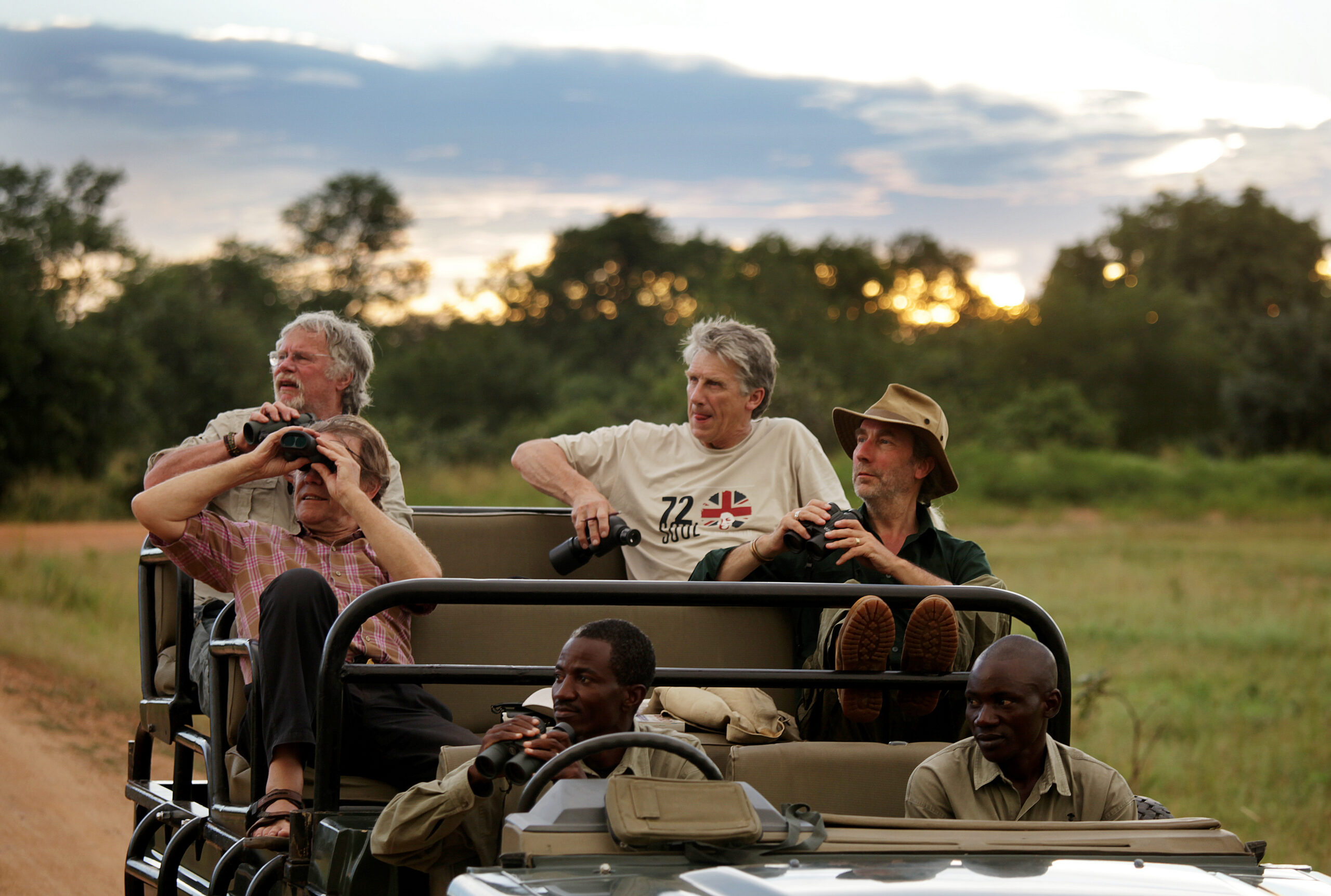 Simon Barnes with Bill Oddie, Bruce Pearson, John Burton and guide Abraham Banda Copryright - David Bebber